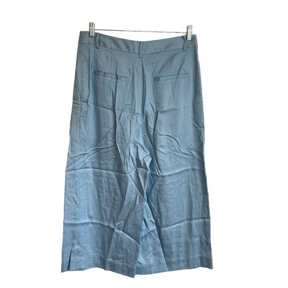 New TIBI High Waisted Wide Leg Chambray Pleated Cropped Pants Size10 - Picture 6 of 13